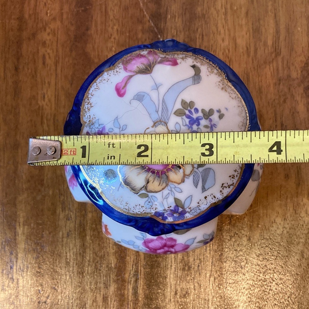 FW & Co Vintage Hand Painted Floral‎ Porcelain Hinged Trinket Box England - Picture 5 of 14